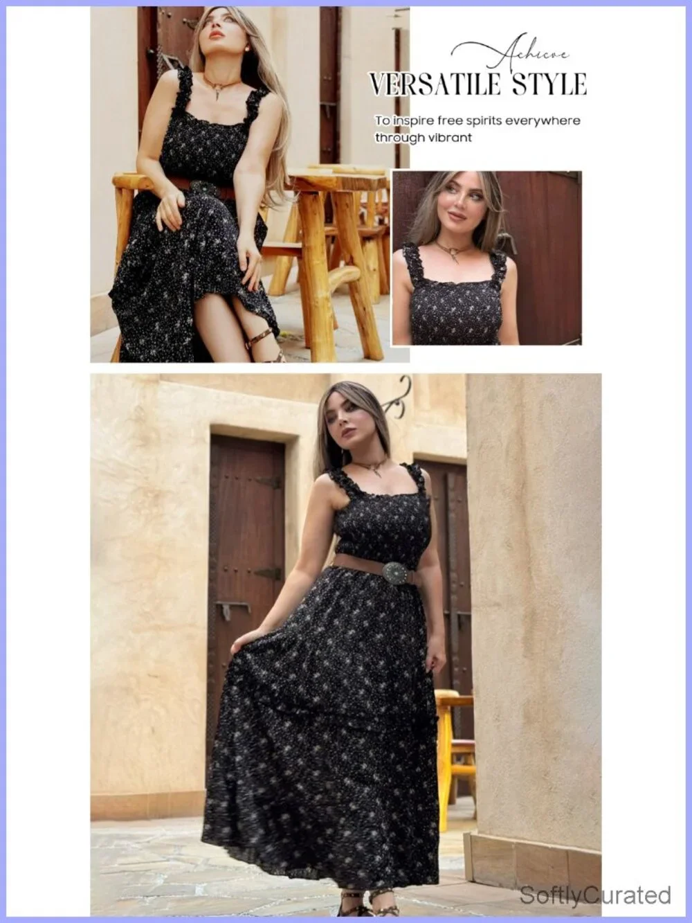 Floral Smocked Square Neck Tiered Maxi Sundress with Pockets